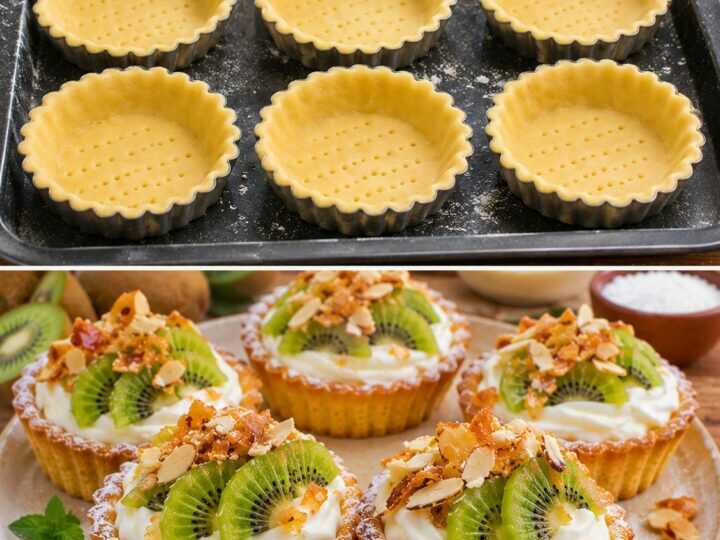 Tartellette Dolci con Crema di Yogurt, Kiwi e Croccante di Mandorle
