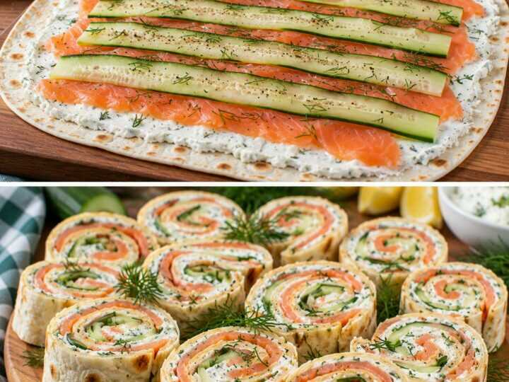 Girelle Fredde di Piadina con Salmone Affumicato, Robiola e Cetrioli