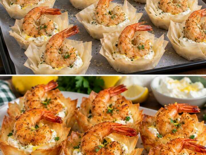 Gamberi Croccanti in Pasta Fillo con Crema di Burrata al Limone