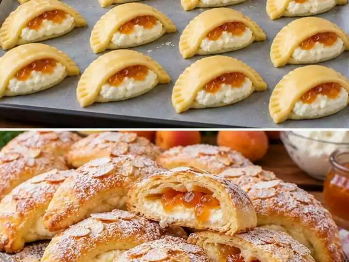 Biscotti a Mezzaluna con Crema di Ricotta e Confettura di Albicocche