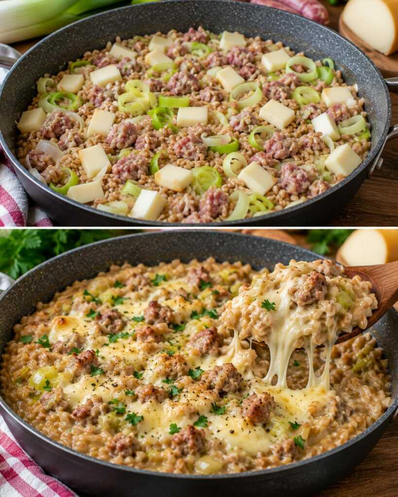 Farrotto con Porri, Salsiccia e Scamorza Affumicata