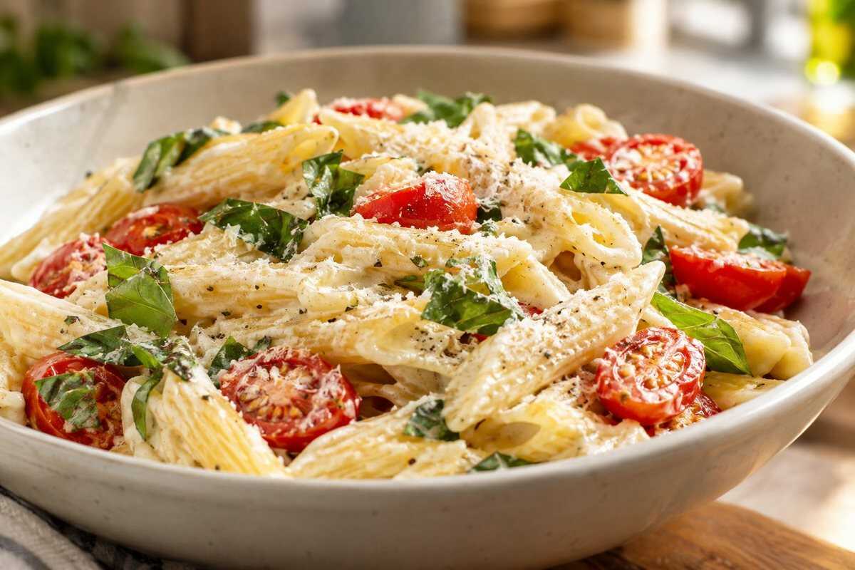 Pasta con ricotta e pomodorini