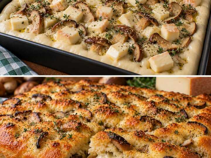 Focaccia Soffice con Funghi Porcini, Taleggio e Timo