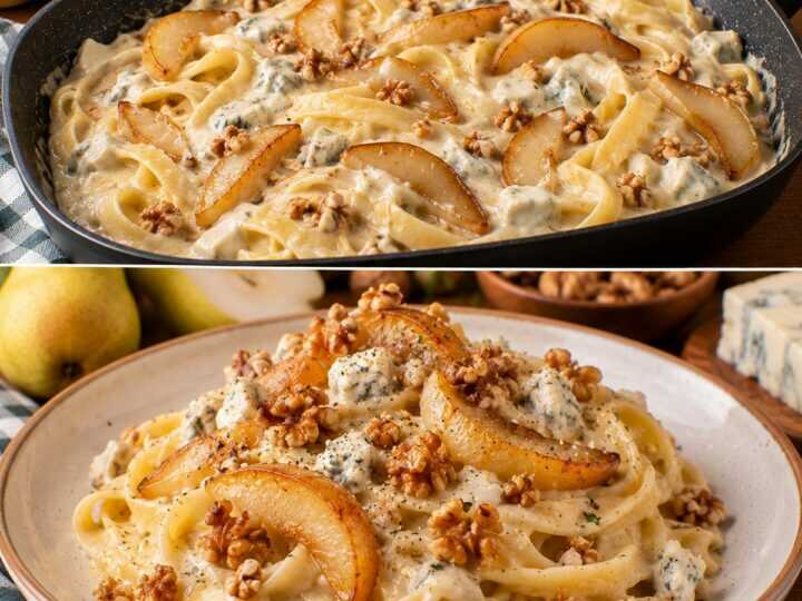 Fettuccine con Crema di Noci, Gorgonzola Dolce e Pere Caramellate: Cremose, Avvolgenti e Irresistibili