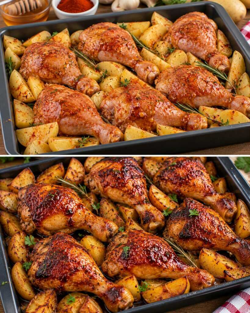 Cosce di Pollo Glassate al Miele e Paprika con Patate Croccanti
