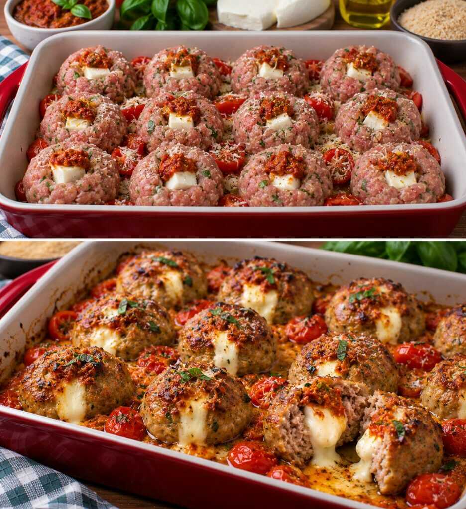 Polpette di Vitello al Forno con Cuore di Stracchino e Pesto Rosso: Morbide, Succose e Filanti