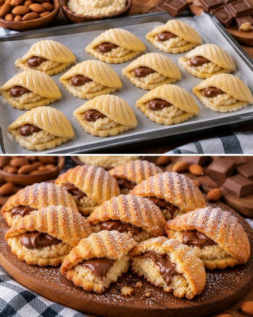 Biscotti a Conchiglia con Crema di Mandorle e Cioccolato al Latte