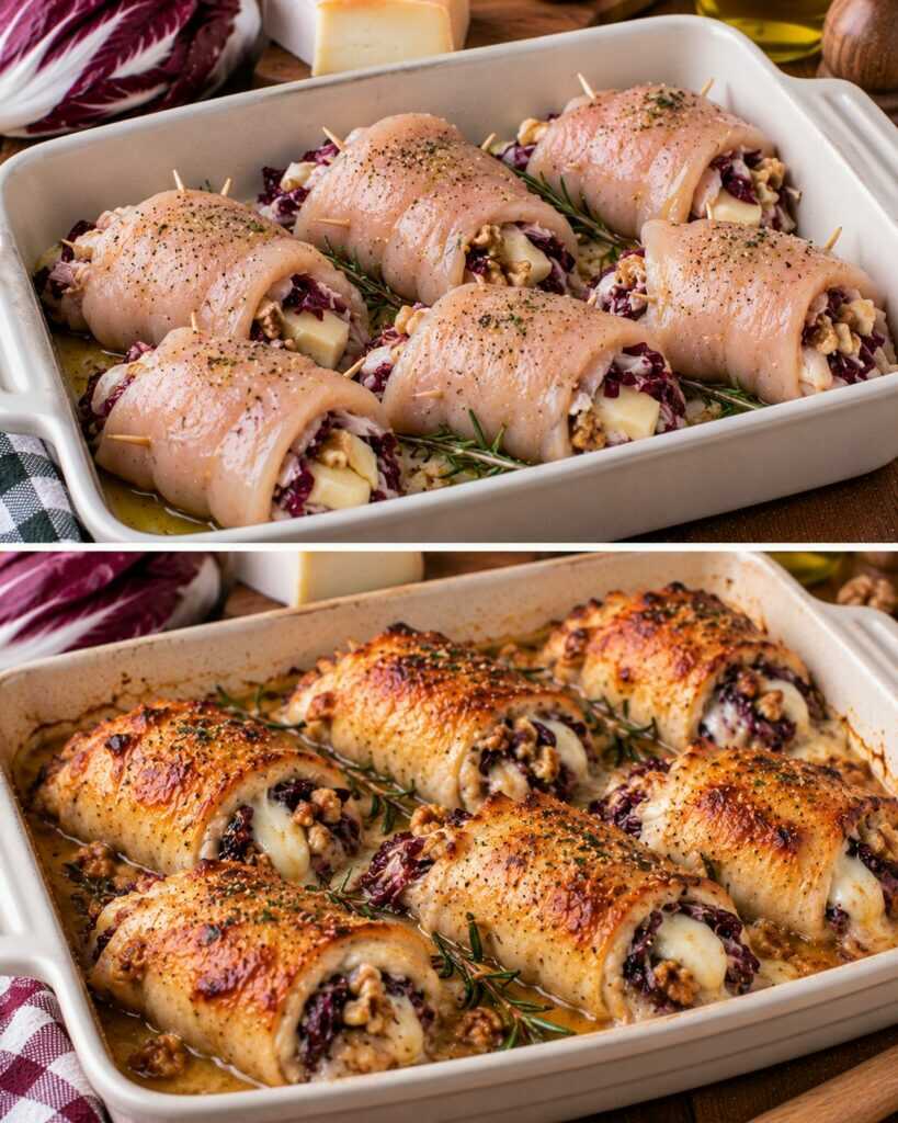 Involtini di Pollo con Radicchio, Taleggio e Noci