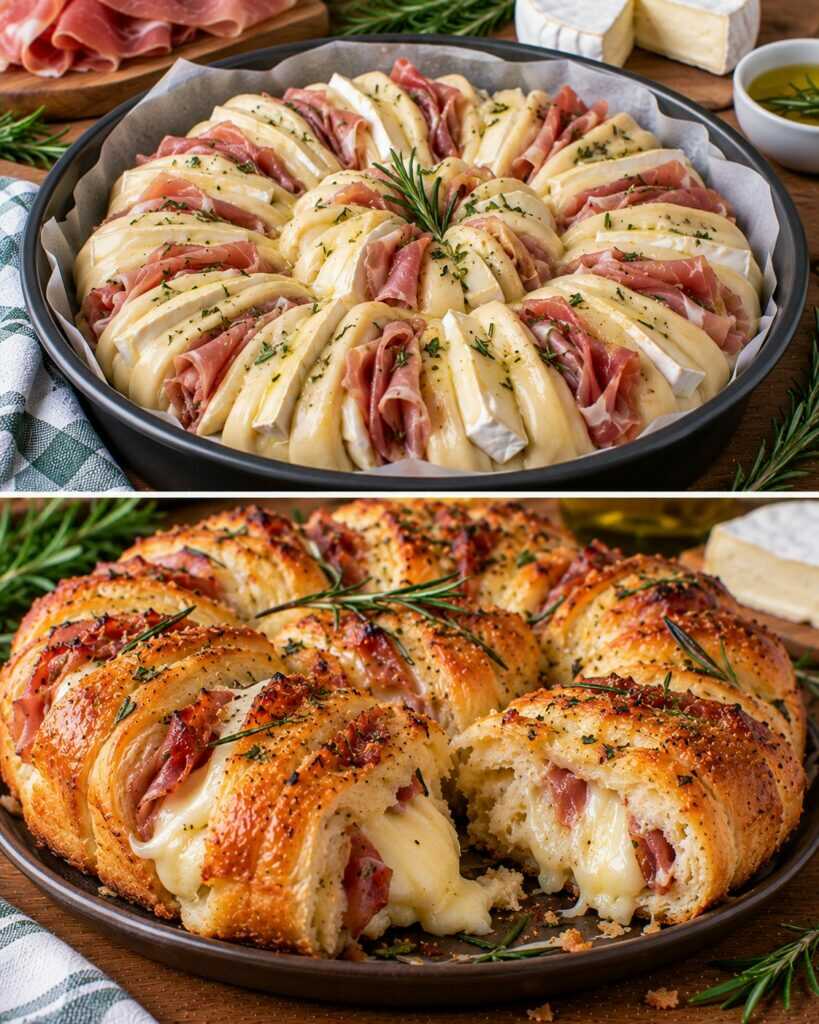 Pane Sfogliato al Burro con Prosciutto Crudo, Brie e Rosmarino