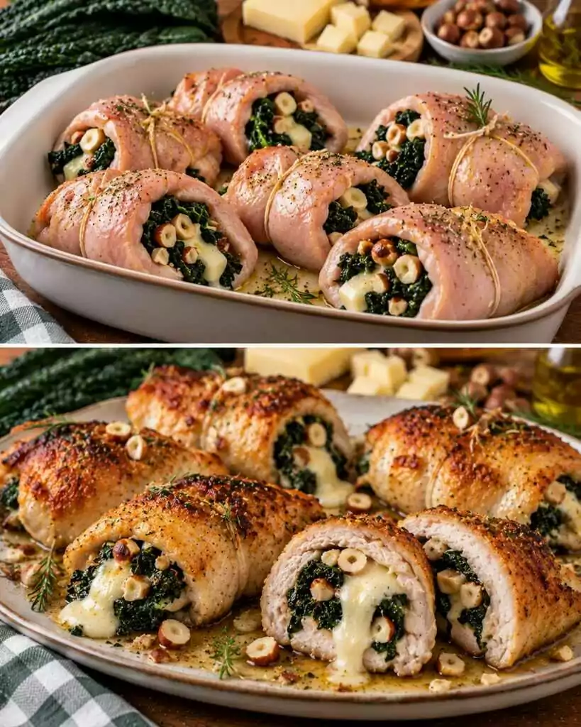 Fagottini di Tacchino Ripieni di Cavolo Nero, Fontina e Nocciole