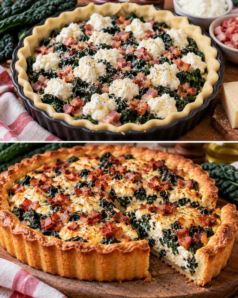 Crostata Rustica con Cavolo Nero, Ricotta e Pancetta Croccante