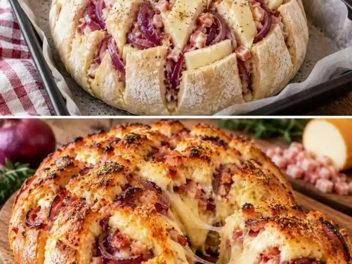 Pagnotta Ripiena con Cipolle Rosse, Pancetta e Scamorza