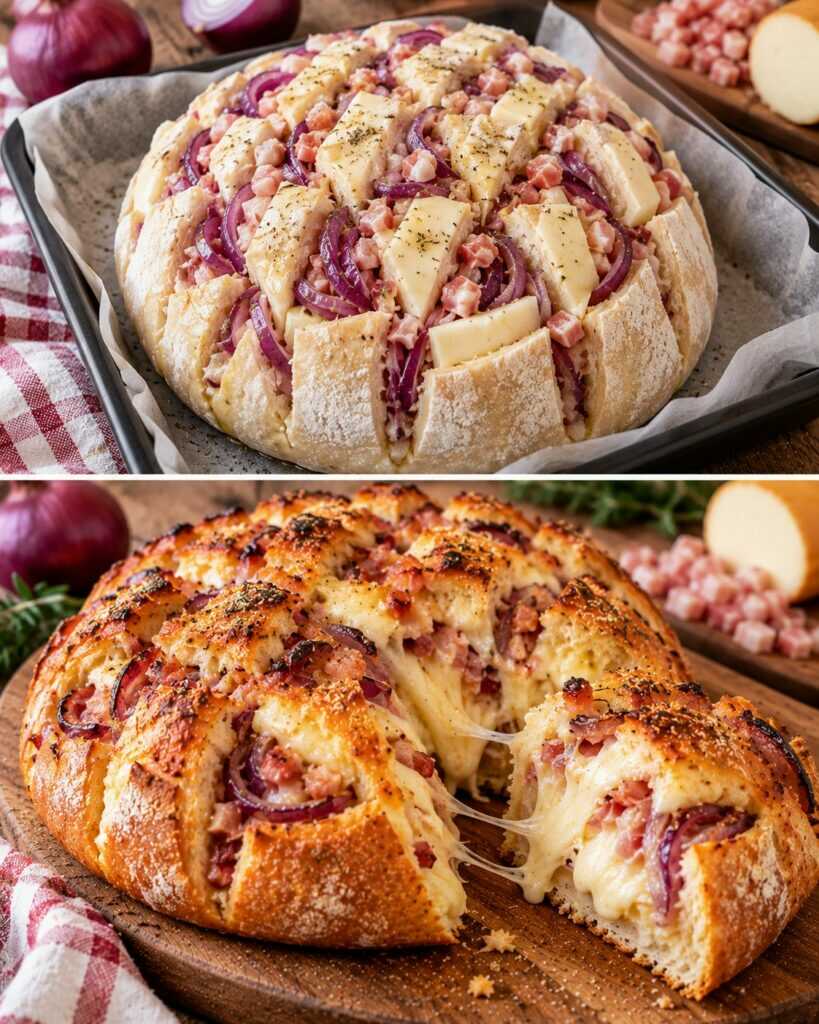 Pagnotta Ripiena con Cipolle Rosse, Pancetta e Scamorza