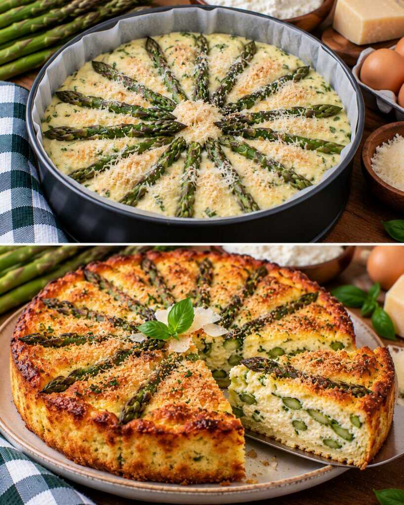 🥚 Tortino di Uova e Ricotta con Asparagi, Parmigiano e Crosta Dorata