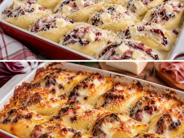 Conchiglioni al Forno con Radicchio, Speck e Taleggio Filante