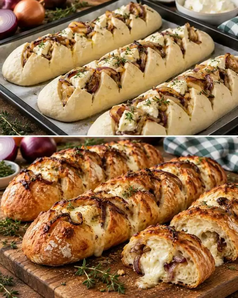 🥖 Filoncini Croccanti alle Cipolle con Cuore di Stracchino e Timo