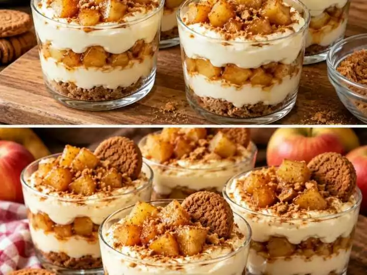 Coppe di Crema al Mascarpone con Mele Caramellate e Biscotti alla Cannella 🍎🍮