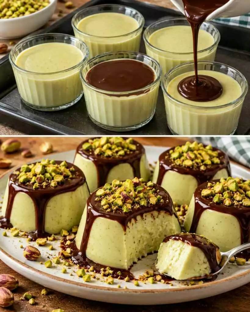 Panna Cotta al Pistacchio con Salsa al Cioccolato Fondente 🍫💚