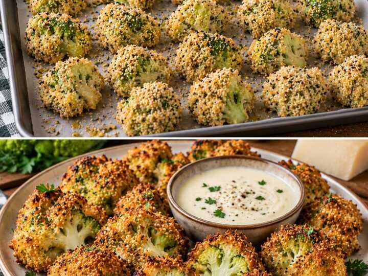 Bocconcini di Broccolo Romanesco in Crosta di Sesamo con Salsa al Pecorino