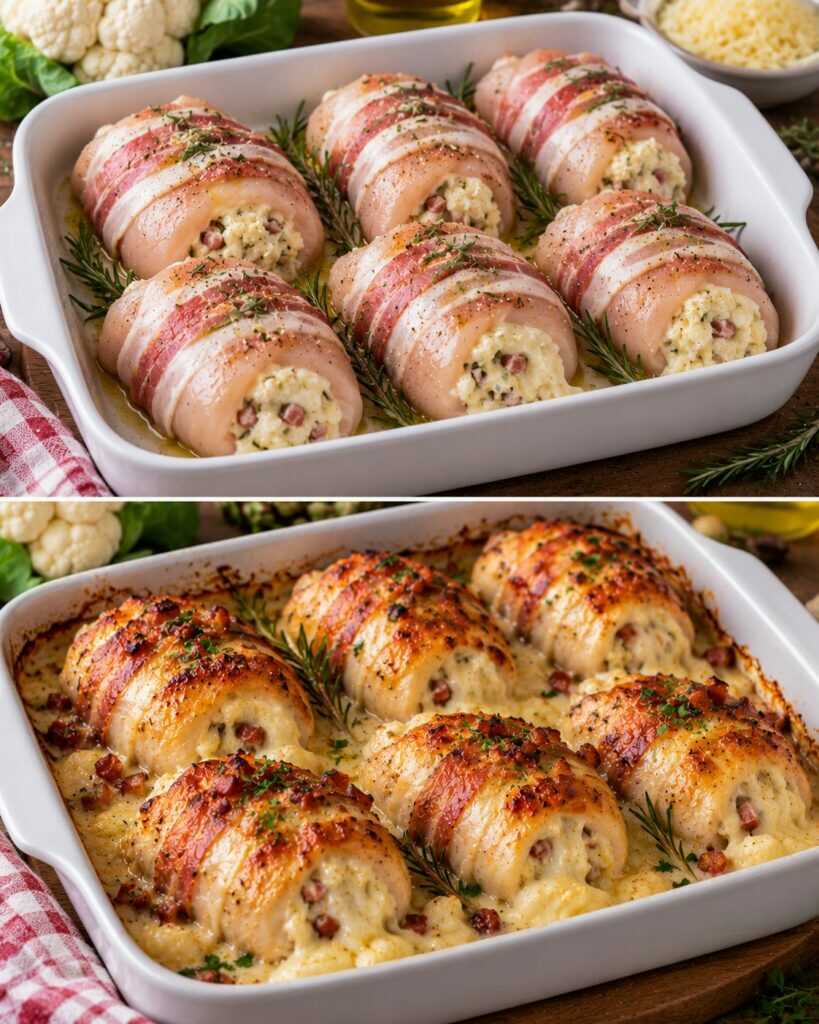 🍗 Involtini di Pollo con Crema di Cavolfiore, Pancetta e Caciocavallo