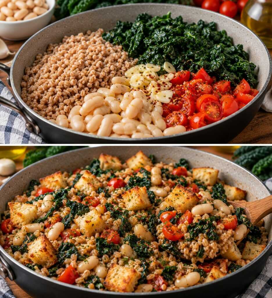 Farro alla Contadina con Cavolo Nero, Fagioli Cannellini e Crostini all&rsquo;Aglio