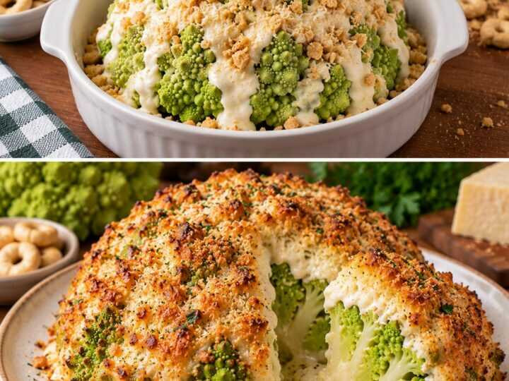 Broccolo Romanesco a Cupola con Crema di Parmigiano e Crosta di Taralli