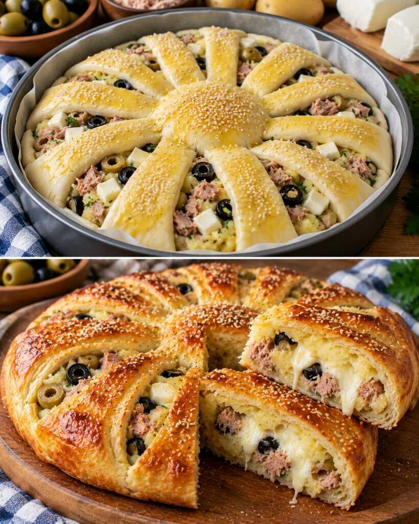 Rustico Ripieno di Patate, Tonno, Olive e Mozzarella: Croccante Fuori e Filante Dentro