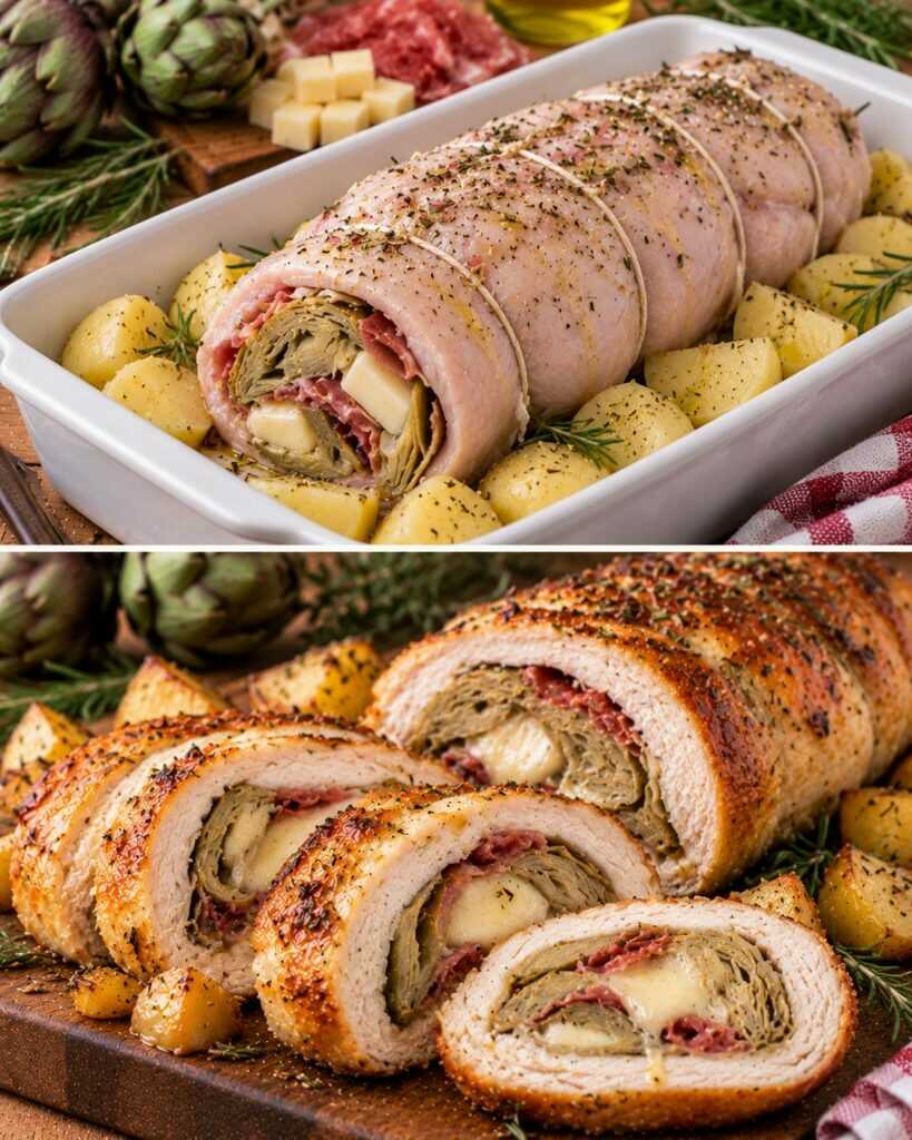 Rotolo di Tacchino con Carciofi, Speck e Scamorza Affumicata
