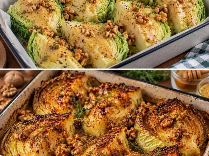 Cavolo Verza Arrosto con Salsa alla Senape, Miele e Noci