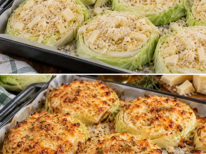 Cavolo Cappuccio a Fette Gratinato con Parmigiano e Scamorza