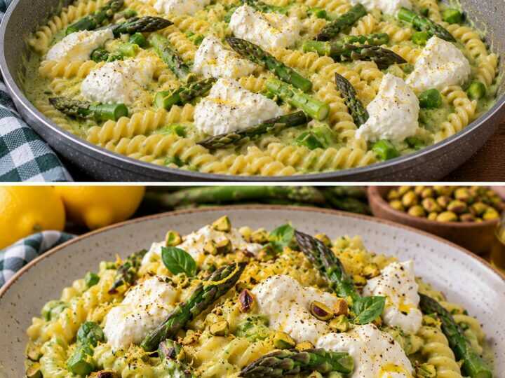 Fusilli Lunghi con Crema di Asparagi, Limone e Burrata 🍝🍋