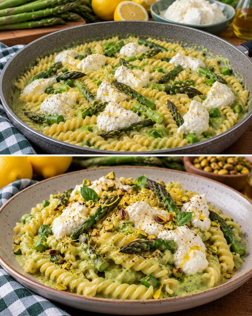 Fusilli Lunghi con Crema di Asparagi, Limone e Burrata 🍝🍋