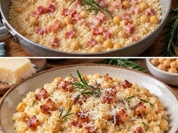 Risotto ai Ceci con Rosmarino, Pecorino e Pancetta