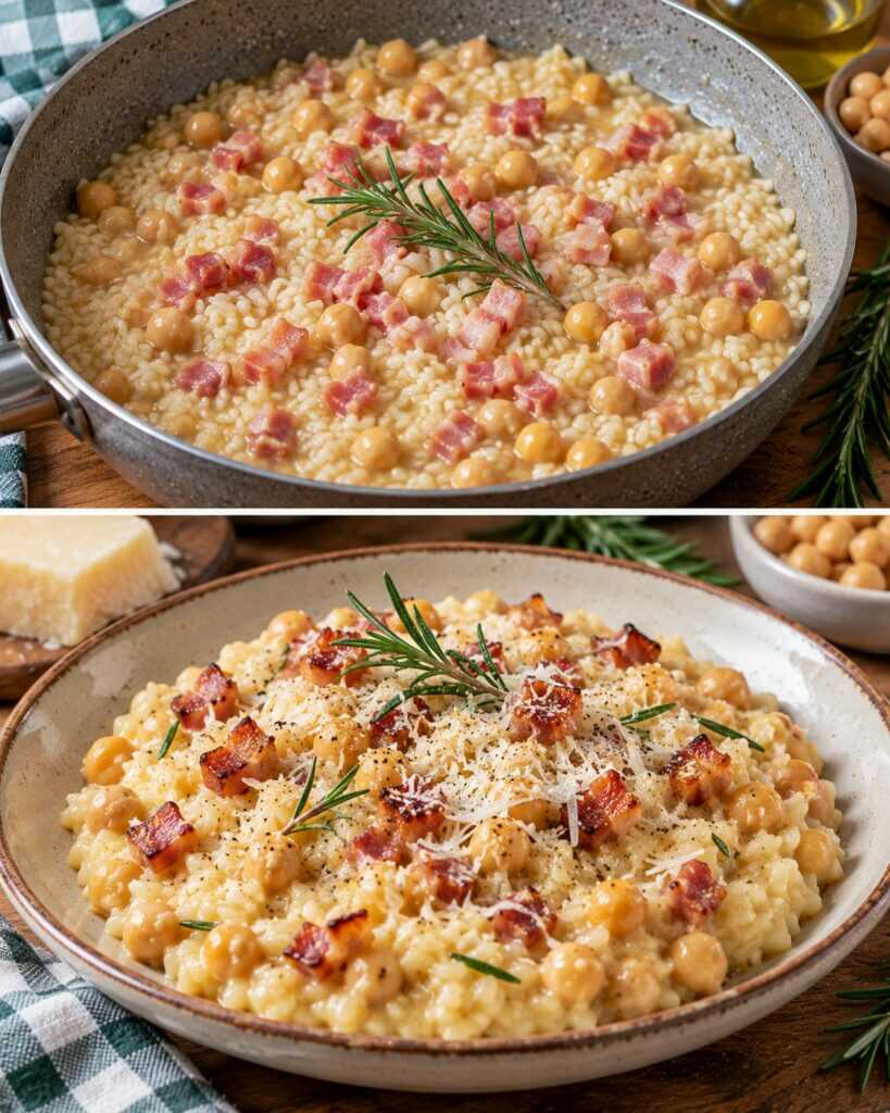 Risotto ai Ceci con Rosmarino, Pecorino e Pancetta