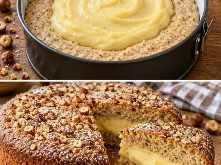 Torta Soffice alle Nocciole con Cuore di Crema alla Vaniglia