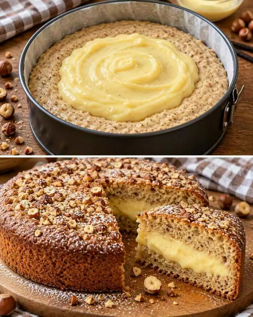 Torta Soffice alle Nocciole con Cuore di Crema alla Vaniglia