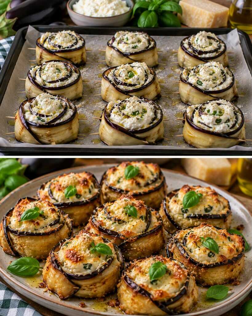 Roselline Croccanti di Melanzane con Ricotta, Basilico e Pecorino