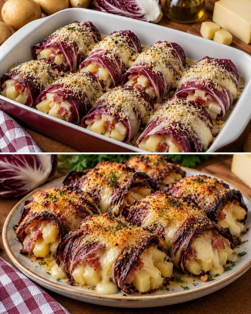 🥬 Involtini Croccanti di Radicchio con Speck, Patate e Fontina