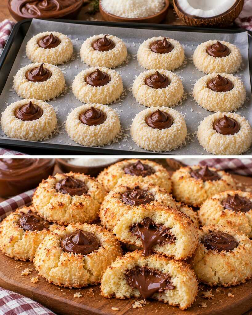 Biscotti Morbidi al Cocco con Cuore di Nutella