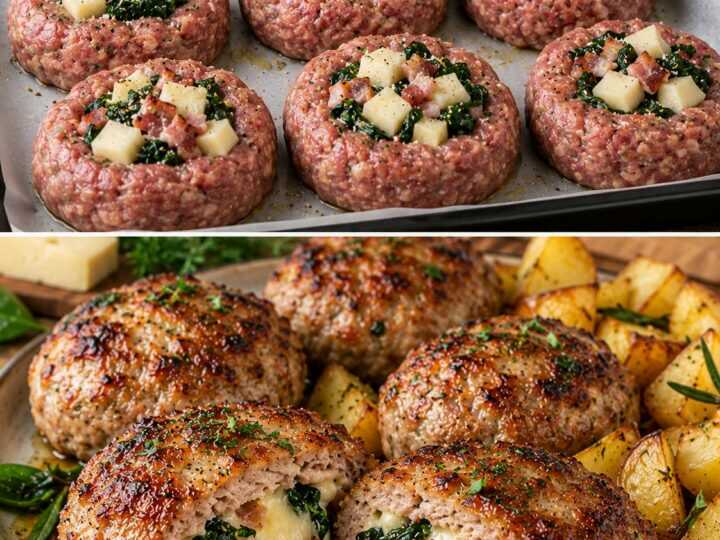 🍔 Hamburger di Vitello Ripieni di Spinaci, Asiago e Pancetta
