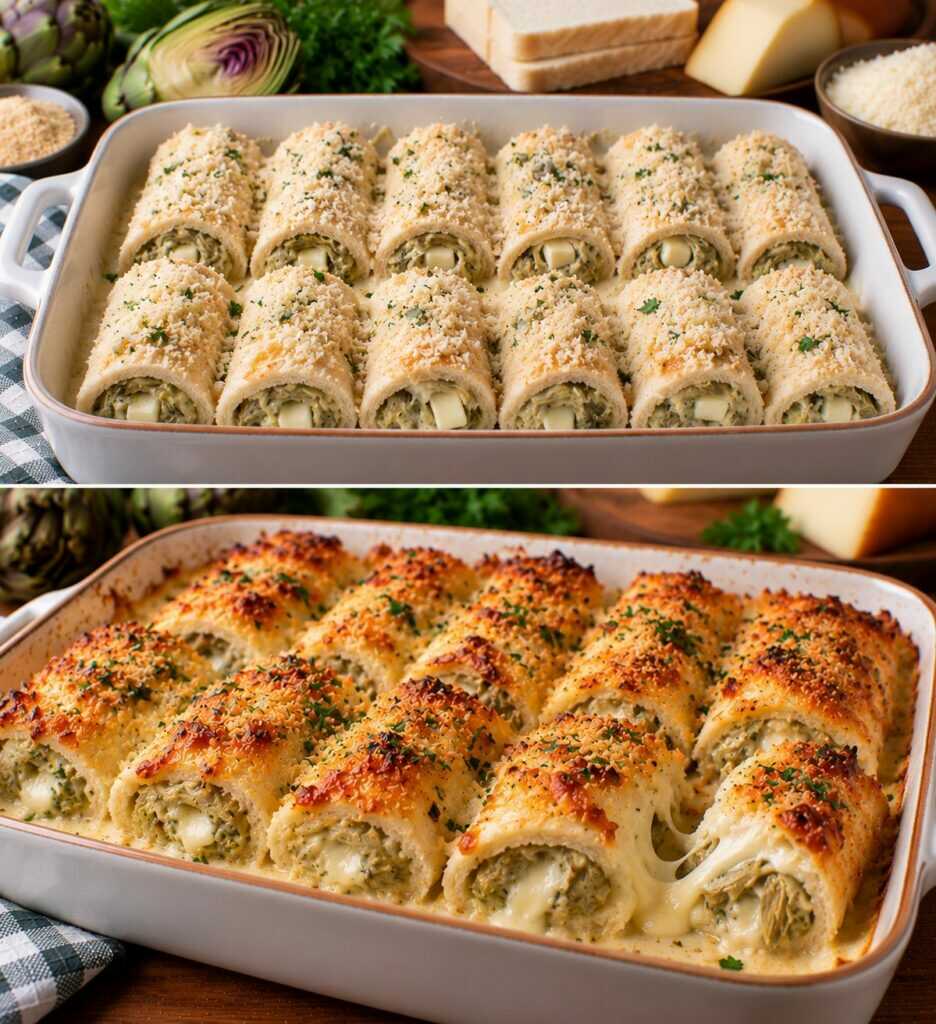 Mini Cannelloni di Pane con Crema di Carciofi e Scamorza: Croccanti Fuori e Filanti Dentro