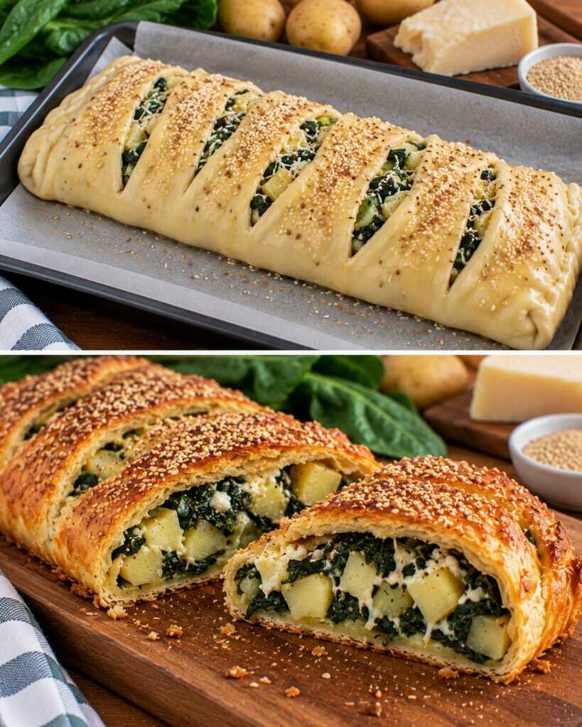 Rustico Ripieno di Bietole, Patate e Pecorino con Crosta di Sesamo