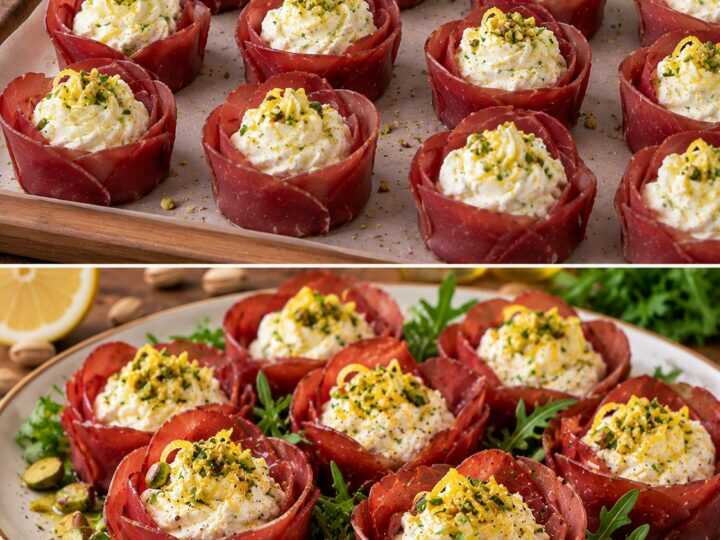 Roselline di Bresaola con Ricotta al Limone e Pistacchi