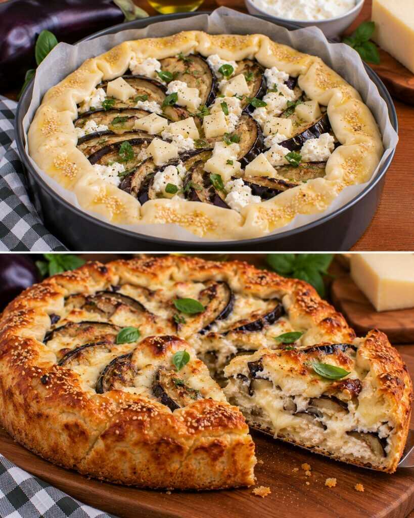 Torta Rustica con Melanzane Arrosto, Ricotta e Caciocavallo