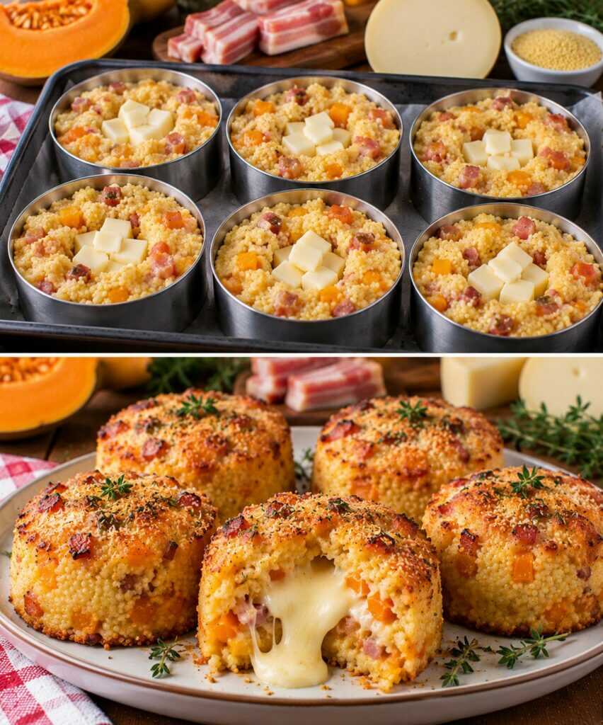 Tortino di Miglio con Zucca, Pancetta e Cuore di Caciocavallo