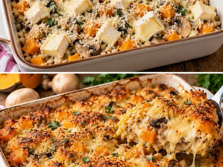 Cereali al Forno con Zucca, Funghi e Cuore di Taleggio