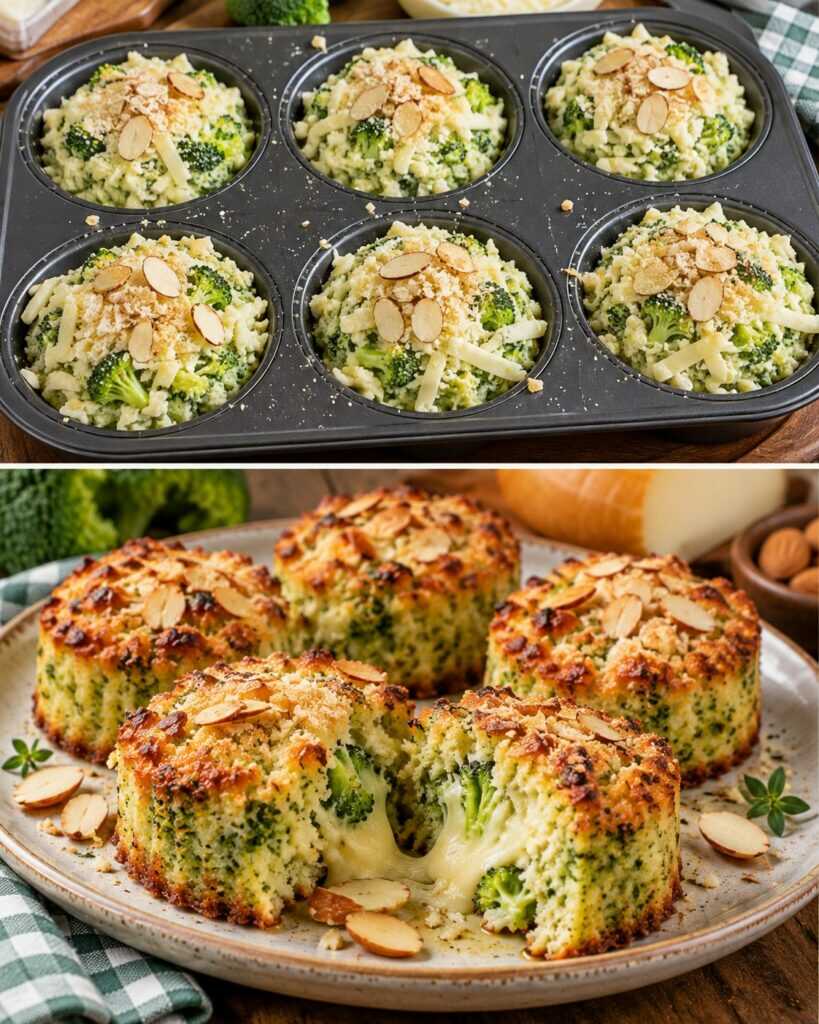 Mini Sformati di Broccoli con Provola Affumicata e Mandorle