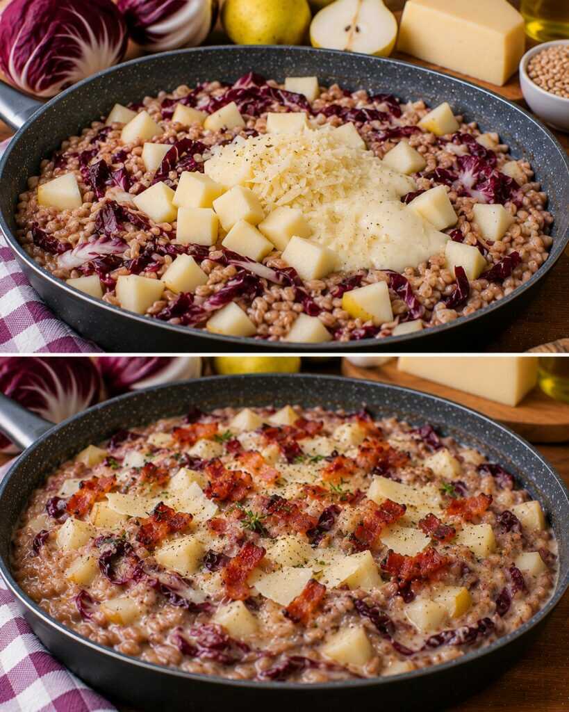 Farrotto Cremoso con Radicchio Tardivo, Pere e Fonduta di Montasio