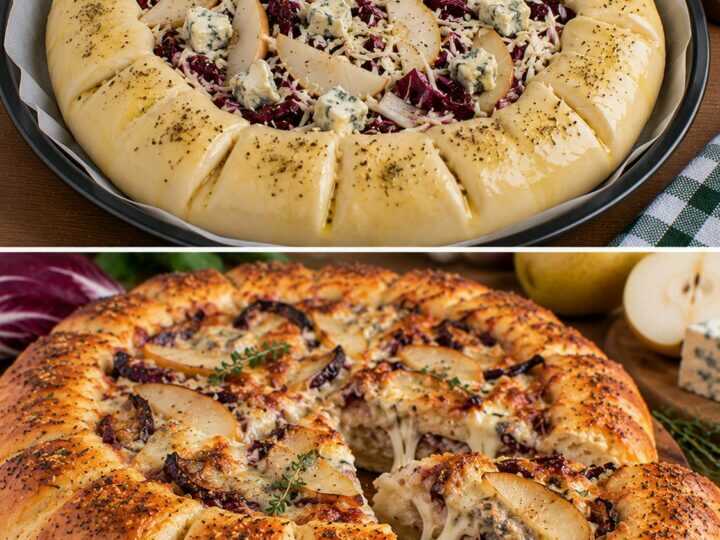 Pizza Ripiena con Radicchio, Pere e Gorgonzola Dolce