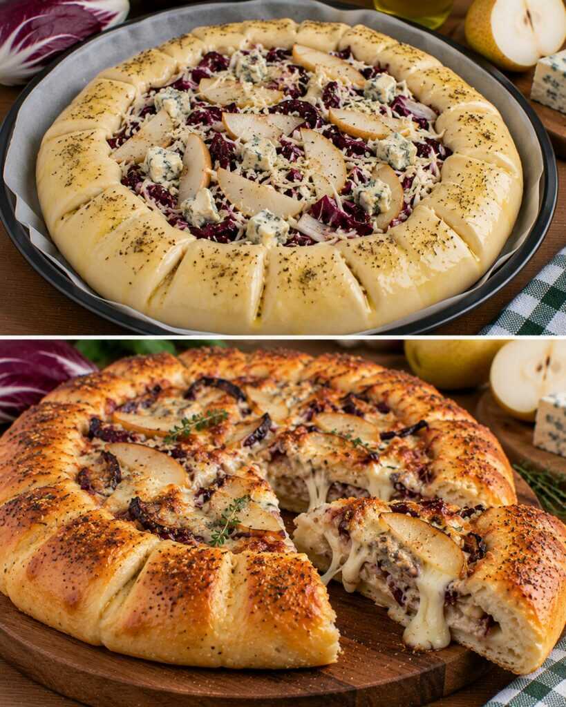 Pizza Ripiena con Radicchio, Pere e Gorgonzola Dolce